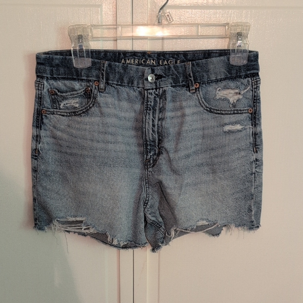 American Eagle Outfitters Light Blue Distressed Jean Shorts Strigid 14